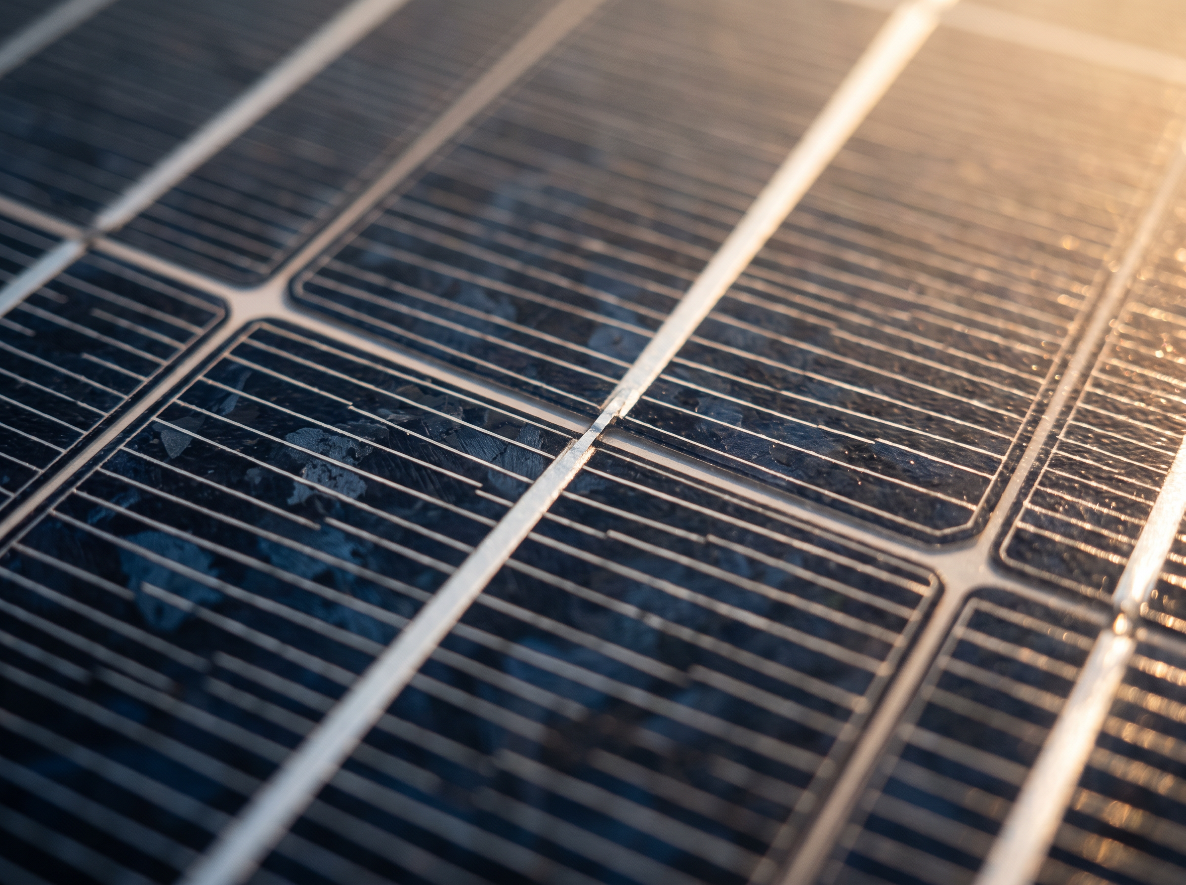 Close-up of monocrystalline solar panel cells