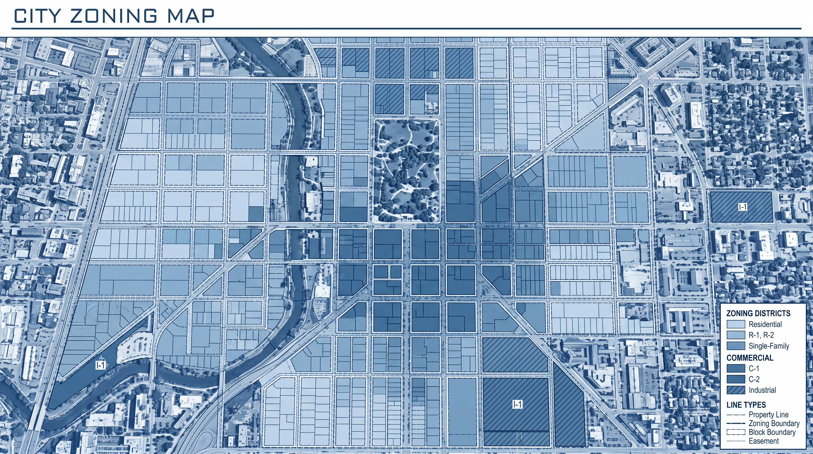 Zoning grid overlay diagram for Cleveland, Ohio