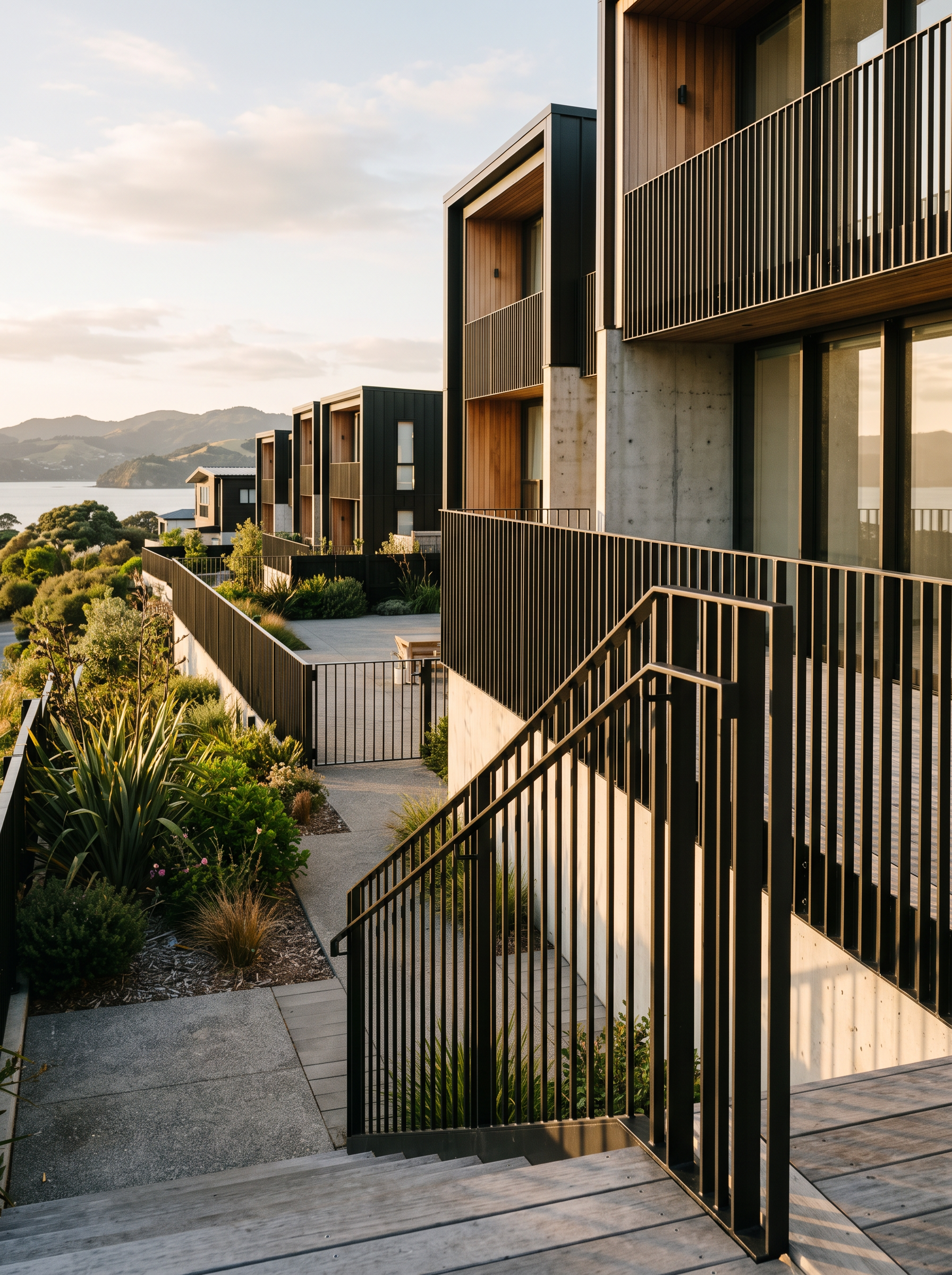 Bespoke commercial steel fencing and balustrade at a modern development